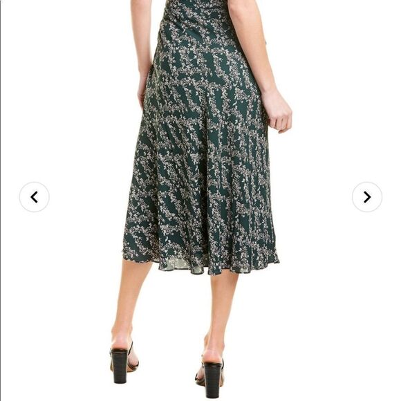Bcbgmaxazria Midi Skirt Floral Print Spruce Green S - Picture 3 of 4
